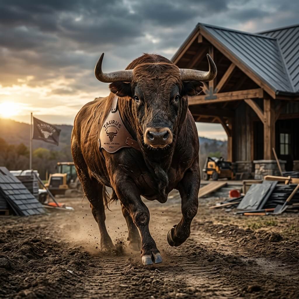 Bull and water splash background